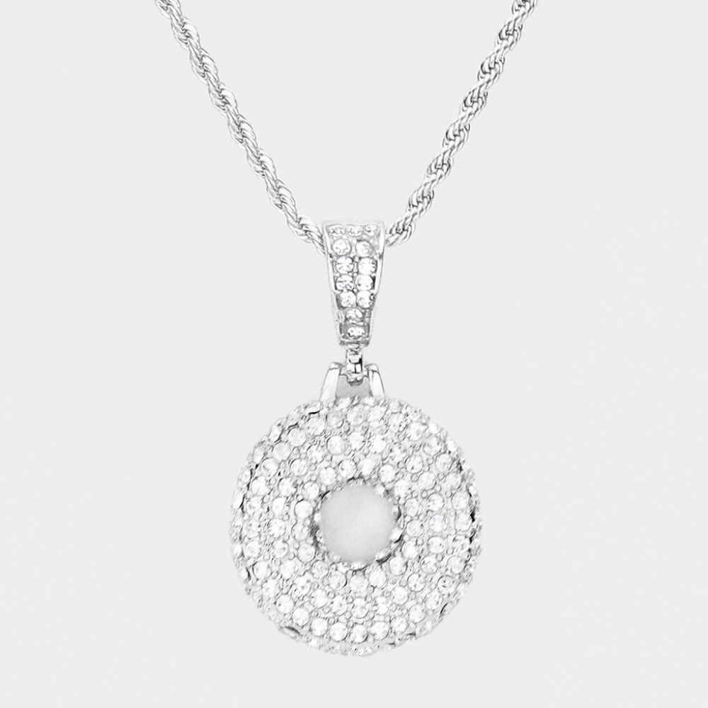 Silver Monogram "O" Crystal Initial Pendant Necklace
